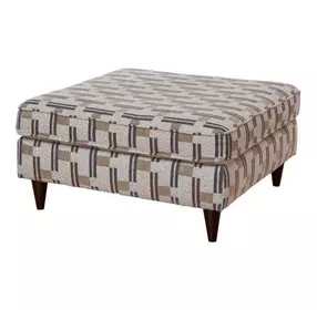 Seluna Truffle Beige and Brown Performance Fabric Upholstered Square Cocktail Ottoman