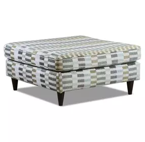 Elise Ink White and Gray Upholstered Square Cocktail Ottoman