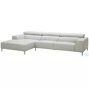 Lecoultre Light Grey Leather LAF Sectional