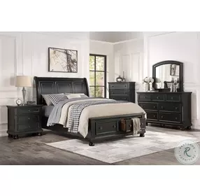 Laurelin Black California King Sleigh Storage Bed