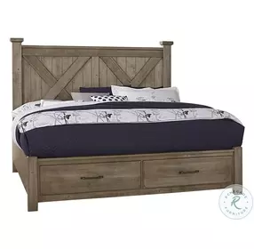 Cool Rustic Stone Grey Bedroom Set With Footboard Storage