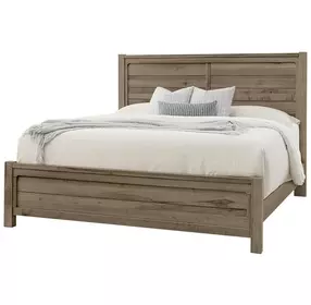 Cool Rustic Stone Gray Plank Panel Bedroom Set