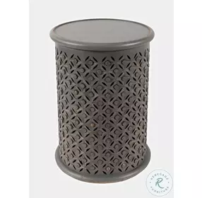 Global Archive Antique Grey Drum Accent Table