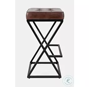 Global Archive Dark Sienna Leather Counter Height Stool