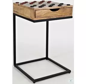 Global Archive Natural Brown Checkerboard Accent Table