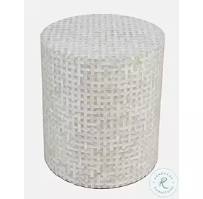Global Archive Basketweave Handcrafted Capiz Shell Small Accent Table