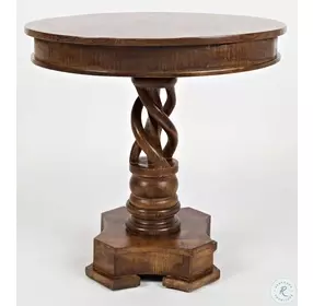 Global Archive Brown Pedestal Accent Table