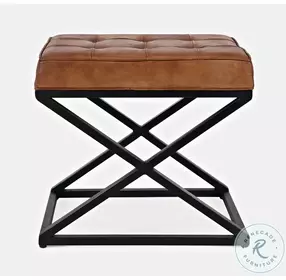 Global Archive Saddle Leather Ottoman