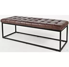 Global Archive Dark Sienna Leather Bench