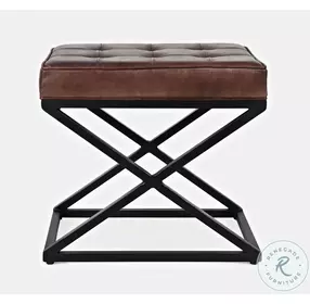 Global Archive Dark Sienna Leather Ottoman