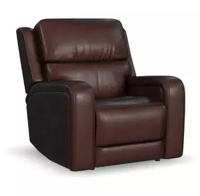 Oasis Truffle Leather Zero Gravity Power Recliner with USB Charging and Heat Massage