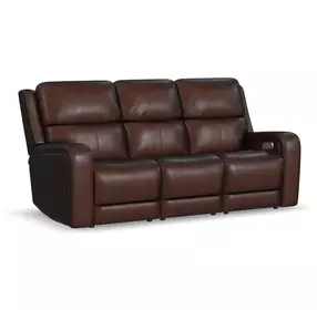 Oasis Truffle Leather 83" Zero Gravity Power Reclining Sofa with USB Charging and Heat Massage