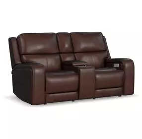 Oasis Truffle Leather 76" Zero Gravity Power Reclining Loveseat with USB Charging and Heat Massage