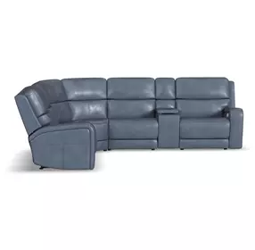 Oasis Storm Leather Zero Gravity 6 Piece Modular Power Reclining Sectional with Heat Massage and USB Charging