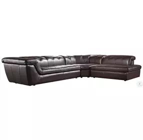 175442911-RHFC Chocolate Italian Leather RAF Sectional