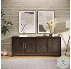 Gramercy Dark Chevron 4 Door Accent Cabinet