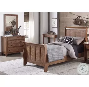 Grandpas Cabin Aged Oak Full Sleigh Bed