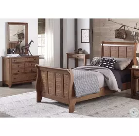 Grandpa's Cabin Aged Oak Full Sleigh Bed