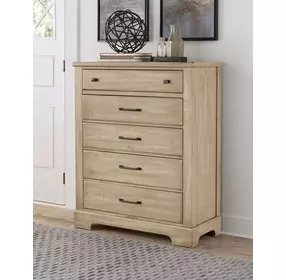 Cool Rustic Clear Maple 5 Drawer Chest
