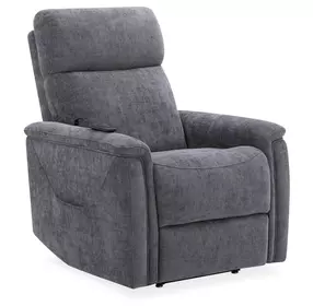 Luma Petite Gray Performance Fabric Power Lift Recliner with USB Charging and Power Lumbar