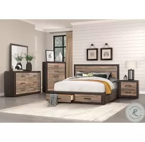 Miter Rustic Mahogany And Dark Ebony Queen Storage Platform Bed