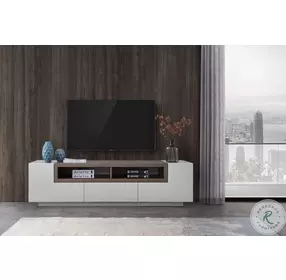 TV002 White High Gloss And Grey Veneer TV Stand
