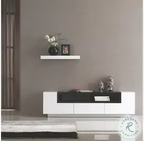 TV002 White High Gloss and Dark Oak TV Stand