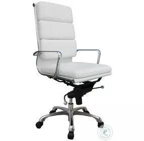 Plush White High Back Swivel Office Chair