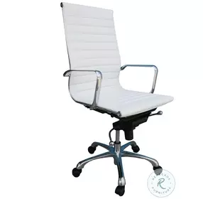 Comfy High Back White Swivel Office Chair