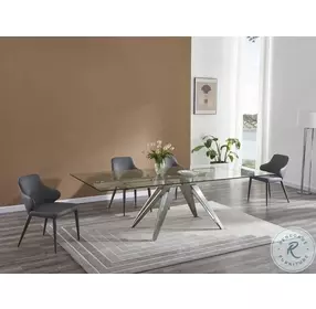 Strata Glass And Steel Extendable Dining Table
