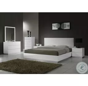 Naples White Lacquer Full Platform Bed