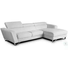 Sparta Mini White Italian Leather Chaise RAF Sectional