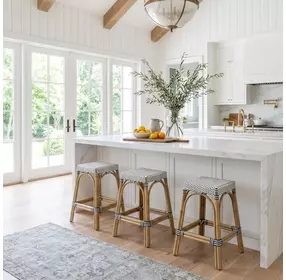 Robias Glossy White Rattan Counter Height Stool