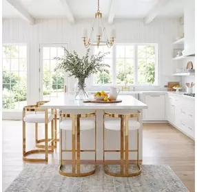 Clarence Gold And White Faux Leather Counter Height Stool