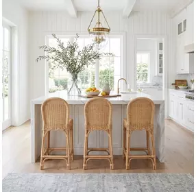 Flora Light Brown Rattan Scalloped Edge Counter Height Stool