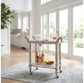 Danielle Rustic Gray 30" Rectangular 2 Tier Bar Cart
