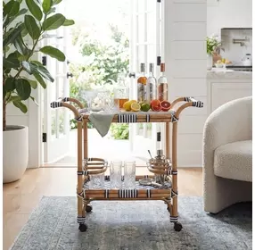 Selena Blue And White Bar Cart