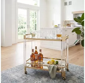Charlevoix Acrylic And Gold Serving Cart