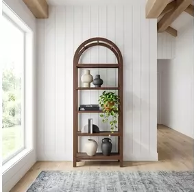 Hanover Walnut Brown Etagere Bookcase