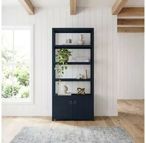 Lark Navy Blue 4 Tier Etagere Bookcase