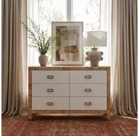 Corfu Natural and White Cosmopolitan 6 Drawer Double Dresser