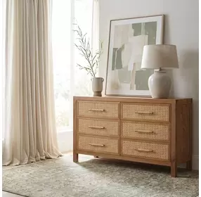 Mesa Natural And Cane 6 Drawer Dresser