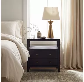 Nora Antique Coffee 2 Drawer Wide Nightstand