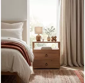 Lark neutral Mango 2 Drawer Nightstand