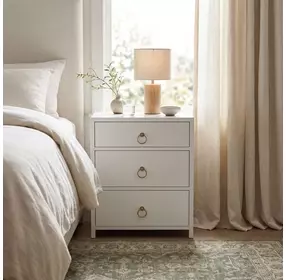 Lark White 3 Drawer 35" Nightstand