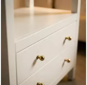 Nora White Wide 2 Drawer Nightstand