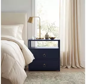 Lark Navy Blue 2 Drawer Nightstand