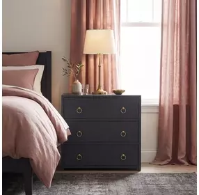 Lark Navy Blue 3 Drawer 34" Nightstand