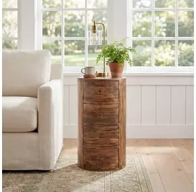 Liam Light Brown Wood Storage End Table