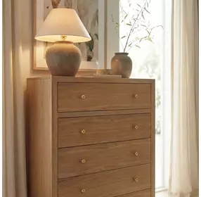 Nora Light Natural 5 Drawer Tall Dresser